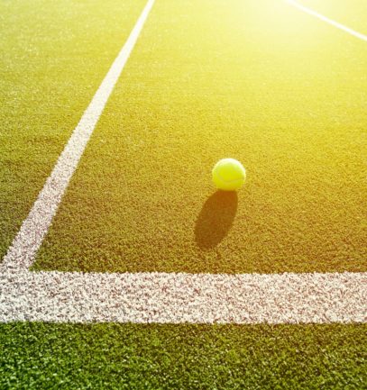 Tennis ball on a court