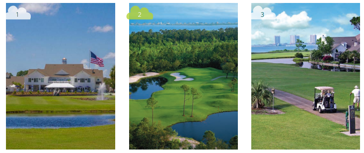 1. ONE CLUB GULF SHORES, 2. PENINSULA GOLF & RACQUET CLUB, 3. TIGER POINT GOLF CLUB