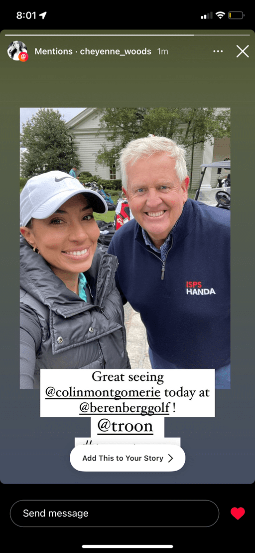 Cheyenne Woods and Colin Montgomerie takes a selfie