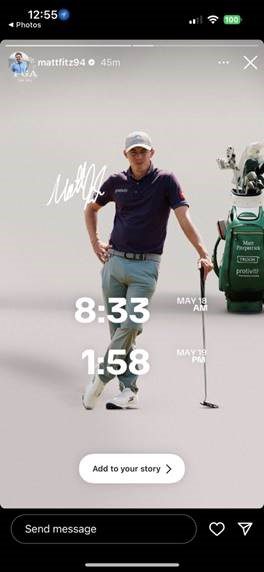 Matt Fitzpatrick with Green Troon Bag in Background