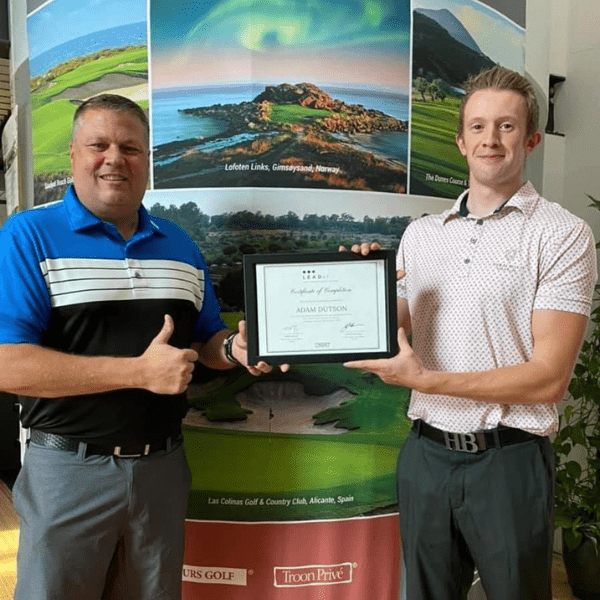 adam Dutson with DJ Flanders with his Troon LEADer program certificate